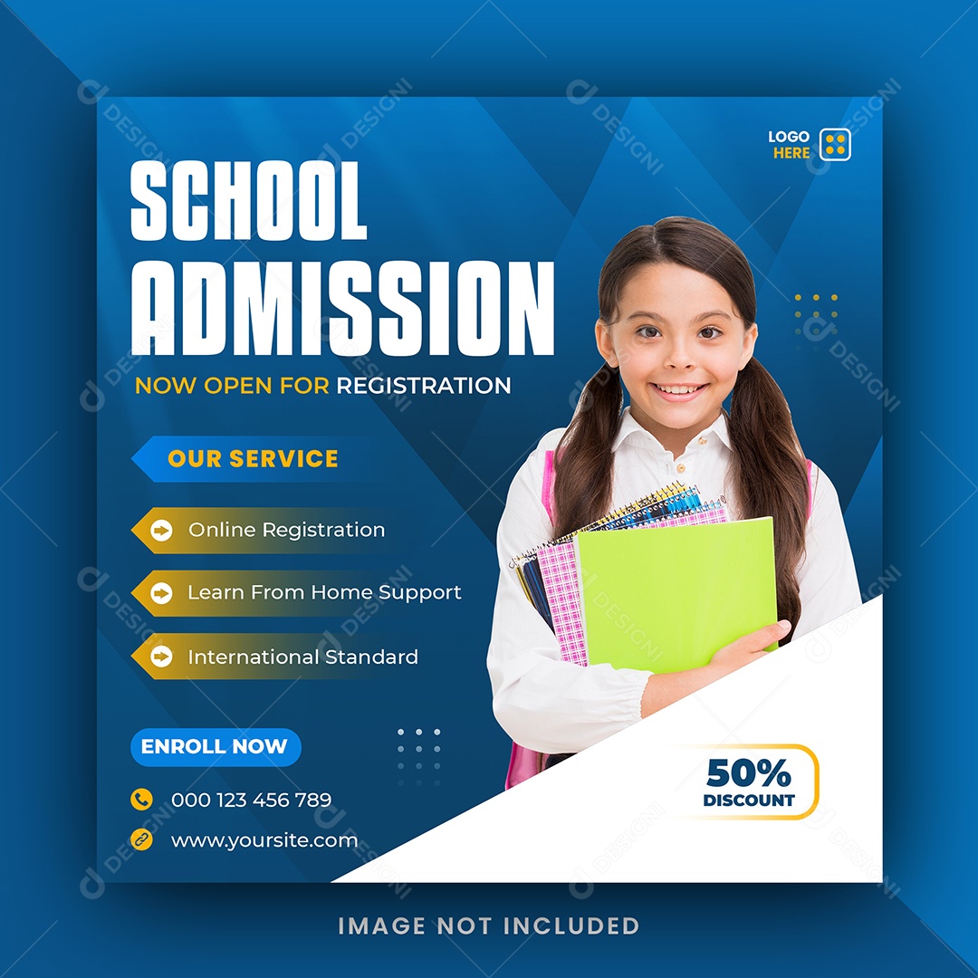 Social Media Escola de Admissão Social Media PSD Editável