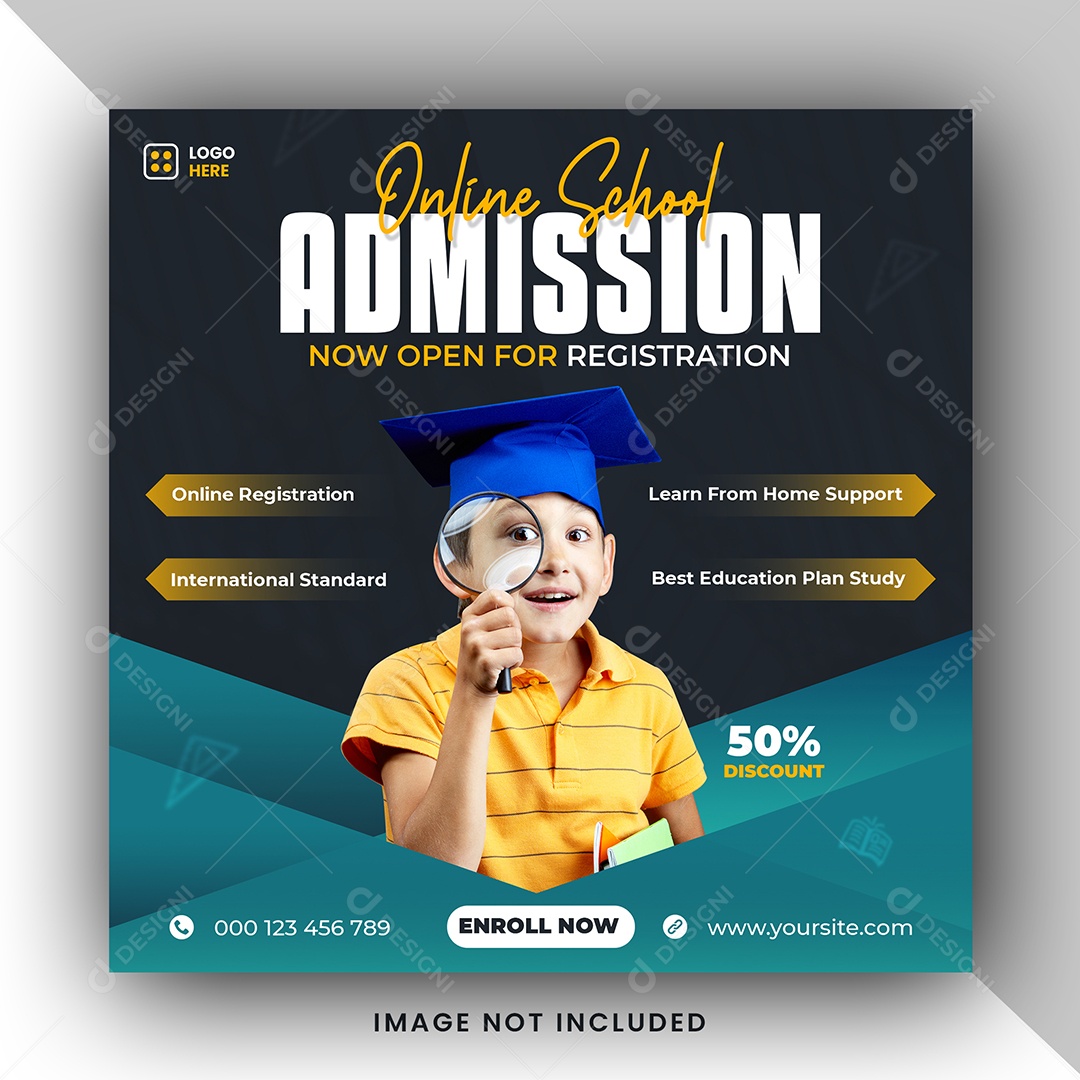 Social Media Escola de Admissão PSD Editável