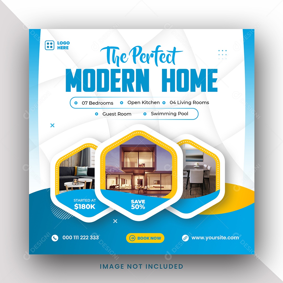 Imobiliária Encontre o Imóvel Dos Seus Sonhos Social Media PSD Editável