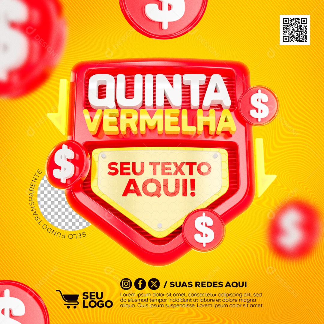 Quinta Vermelha Selo 3D para Composição PSD