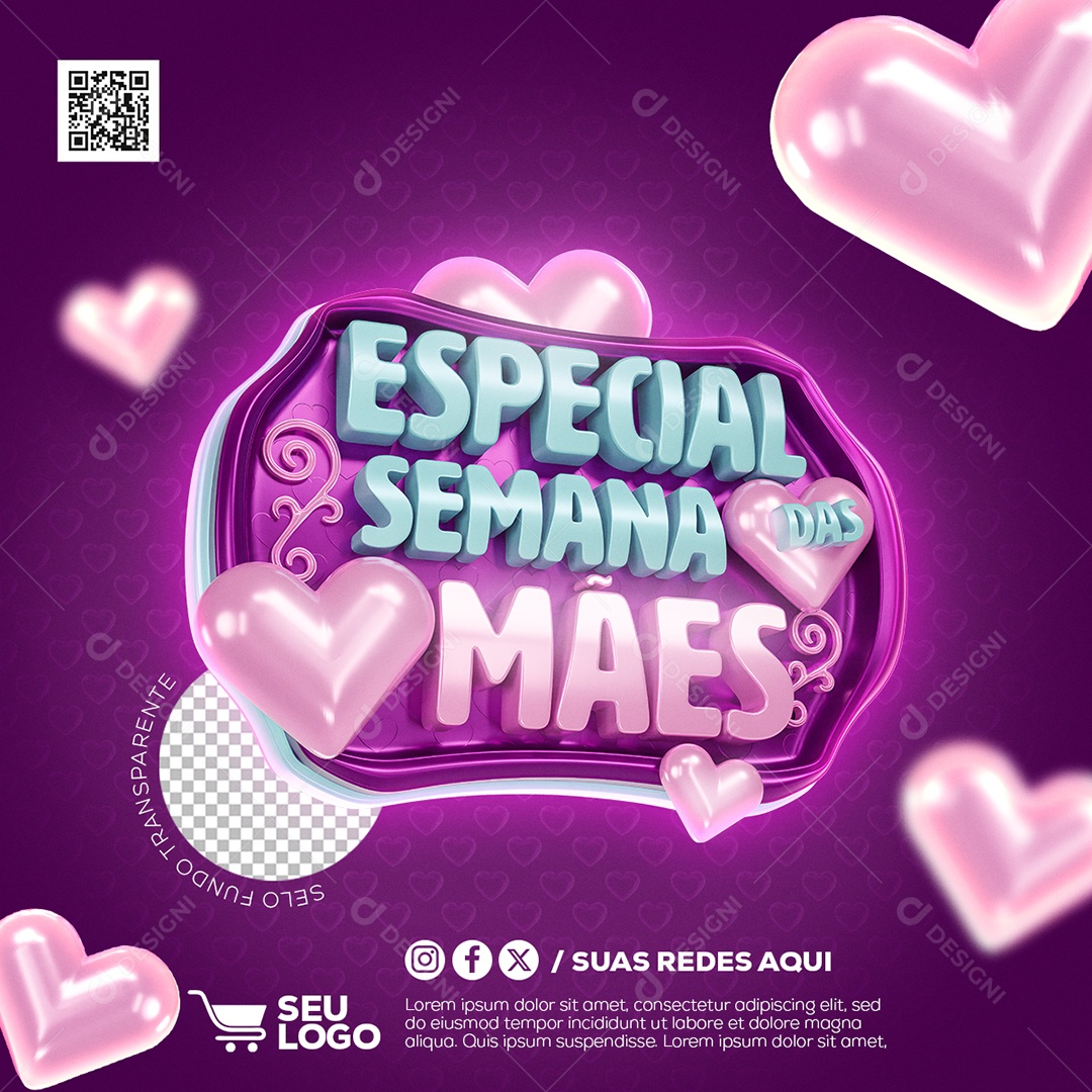 Especial Semana das Mães Selo 3D para Composição PSD