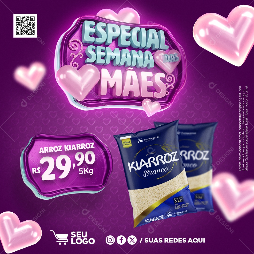 Especial Semana das Mães Arroz Kiarroz Social Media PSD Editável