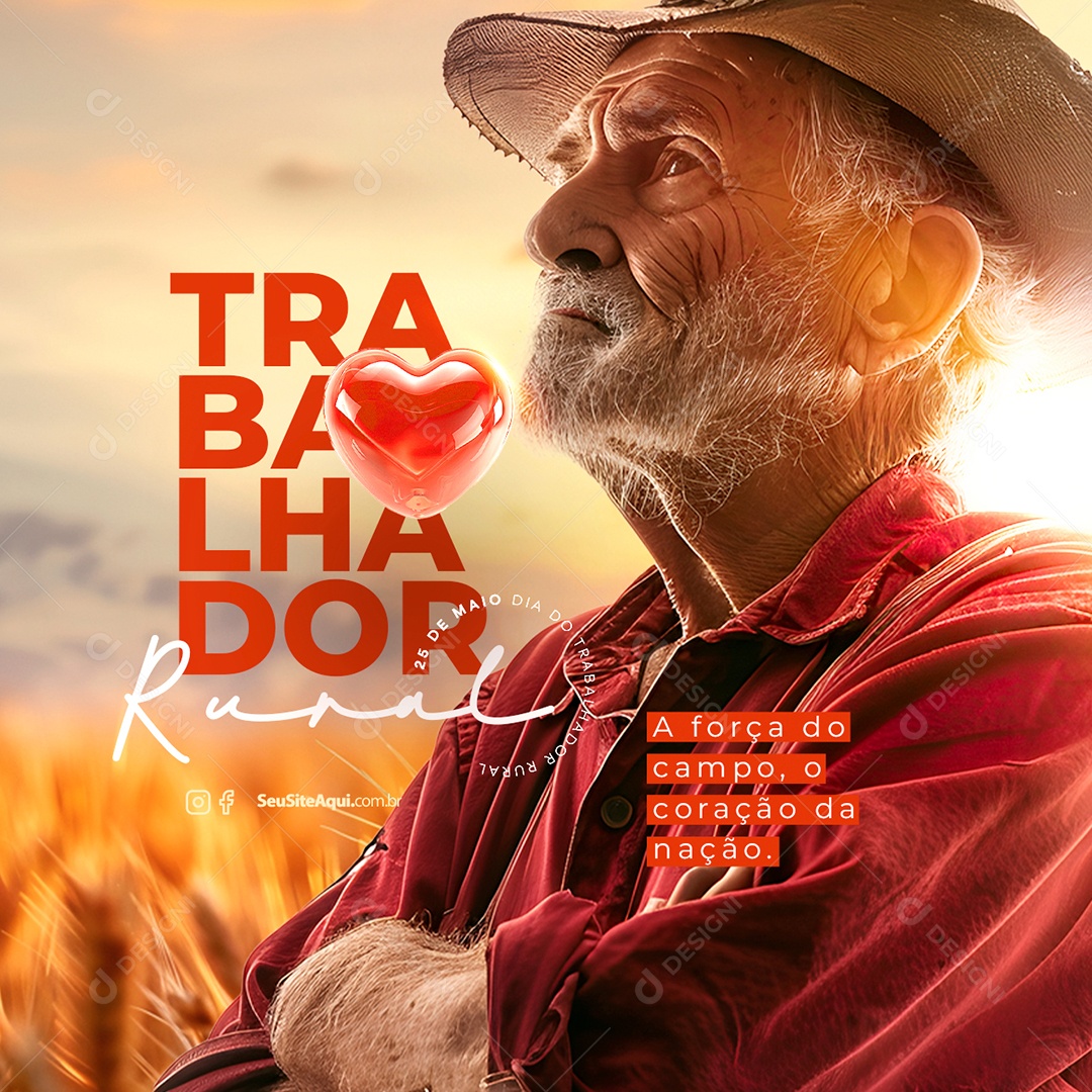 Dia do Trabalhador Rural 25 de Maio A Força do Campo Social Media PSD Editável