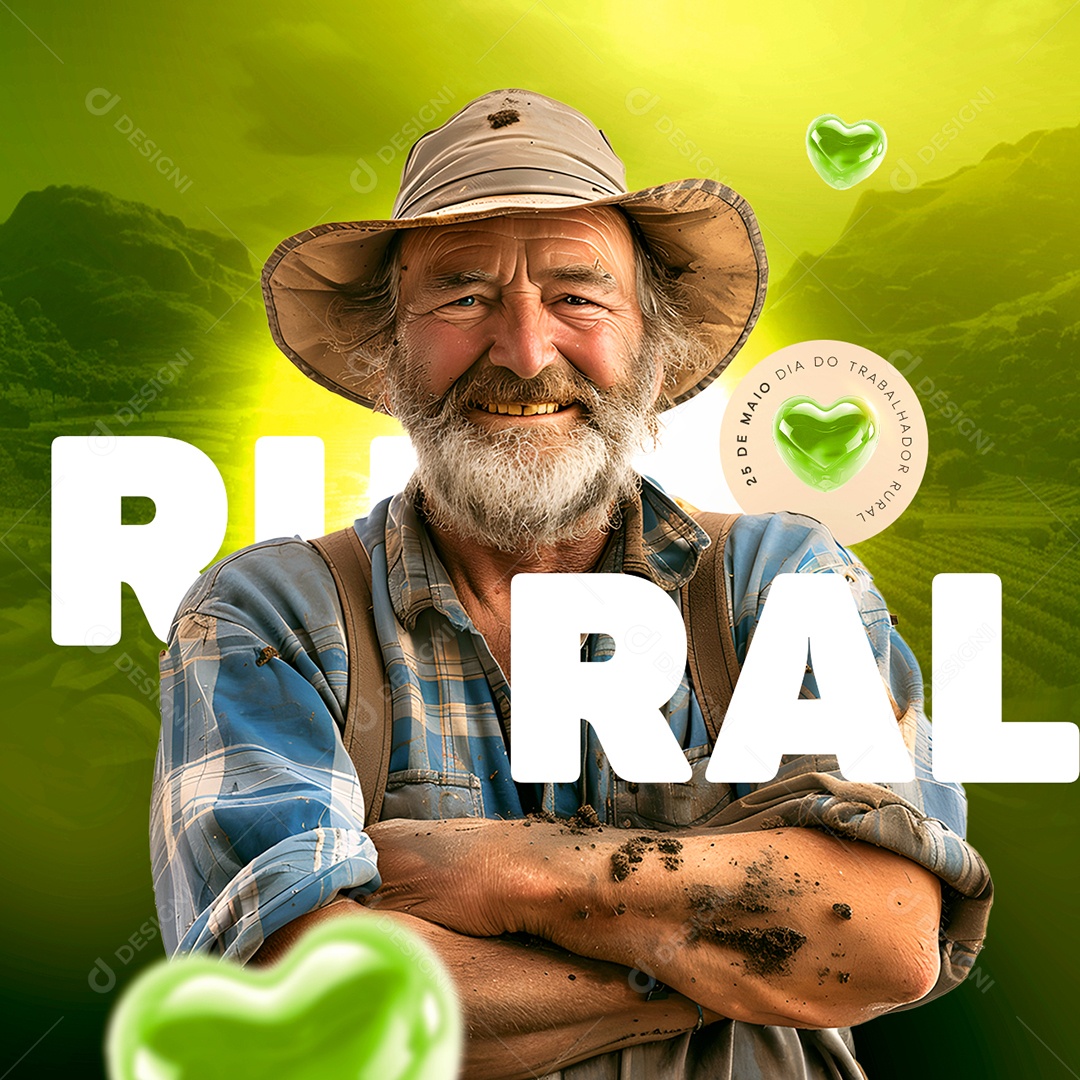 Dia do Trabalhador Rural 25 de Maio Social Media PSD Editável