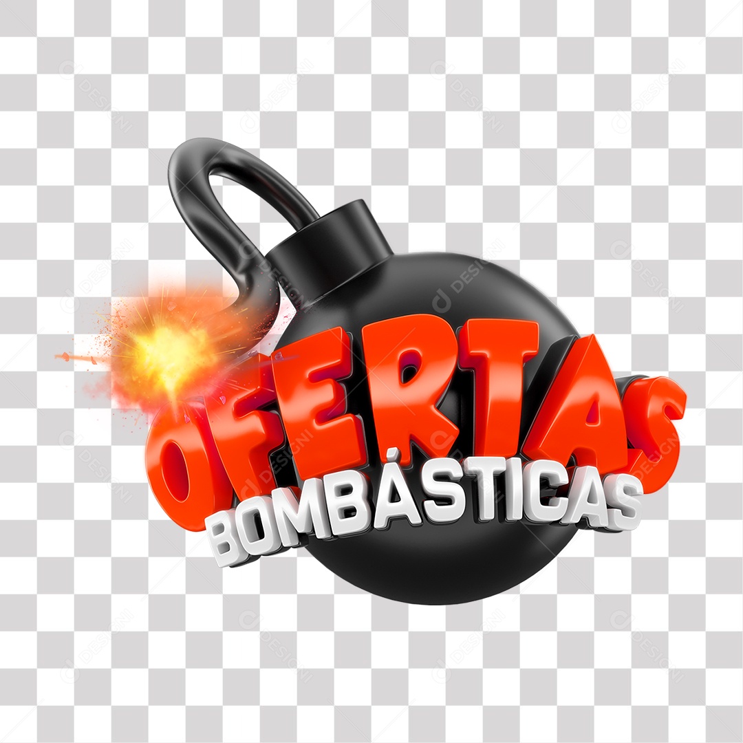 Ofertas Bombásticas Selo 3D Vermelho e Branco para Composição PNG Transparente