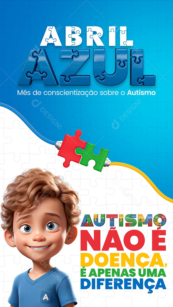 Story Abril Azul Autismo não é Doença Social Media PSD Editável