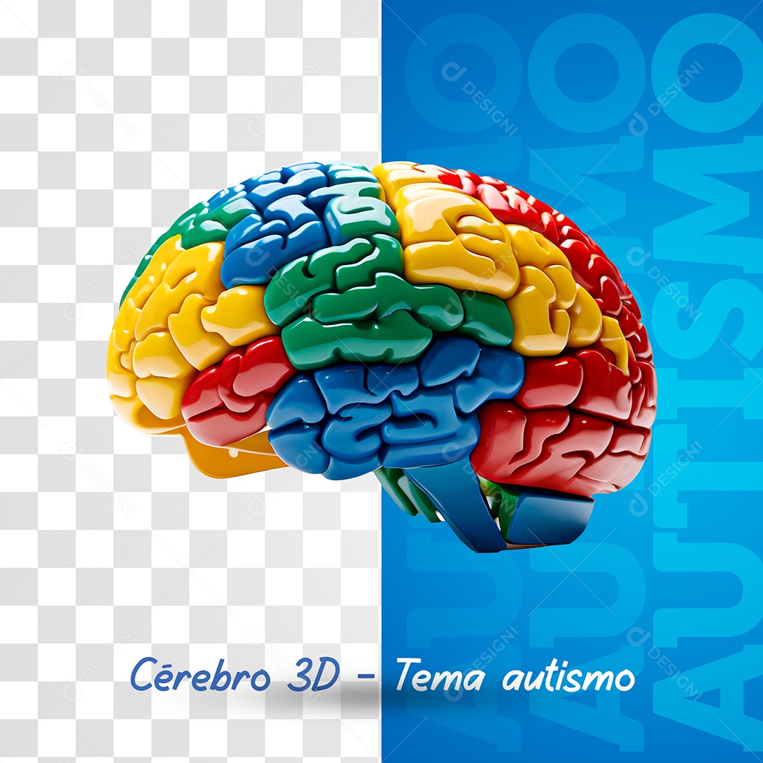 Cérebro Elemento 3D de Abril azul para Composição PSD
