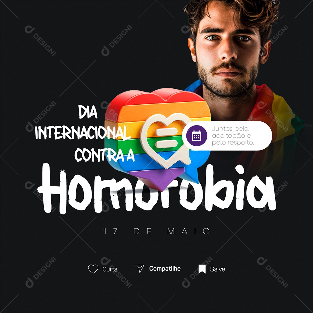 Dia Internacional Contra a Homofobia 17 de Maio Social Media PSD Editável