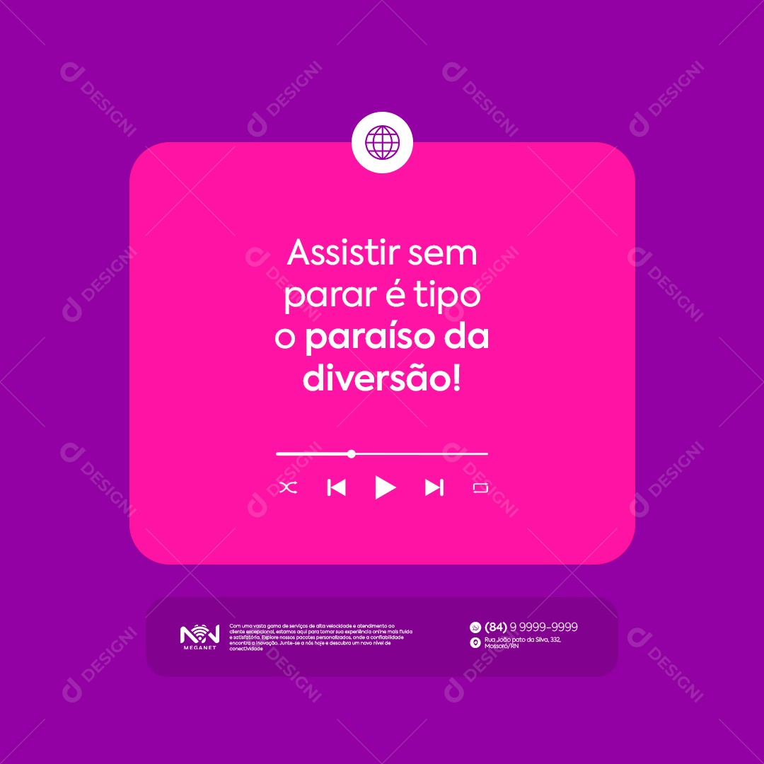 Provedor de Internet Assistir Sem Parar é Tipo o Paraiso da Diversão Social Media PSD Editável