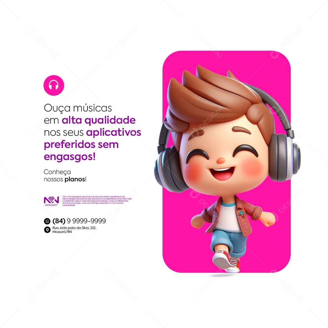Provedor de Internet Ouça Músicas em Alta Qualidade Social Media PSD Editável