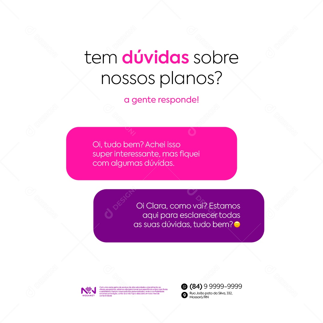 Provedor de Internet Tem Dúvidas Sobre Nossos planos Social Media PSD Editável