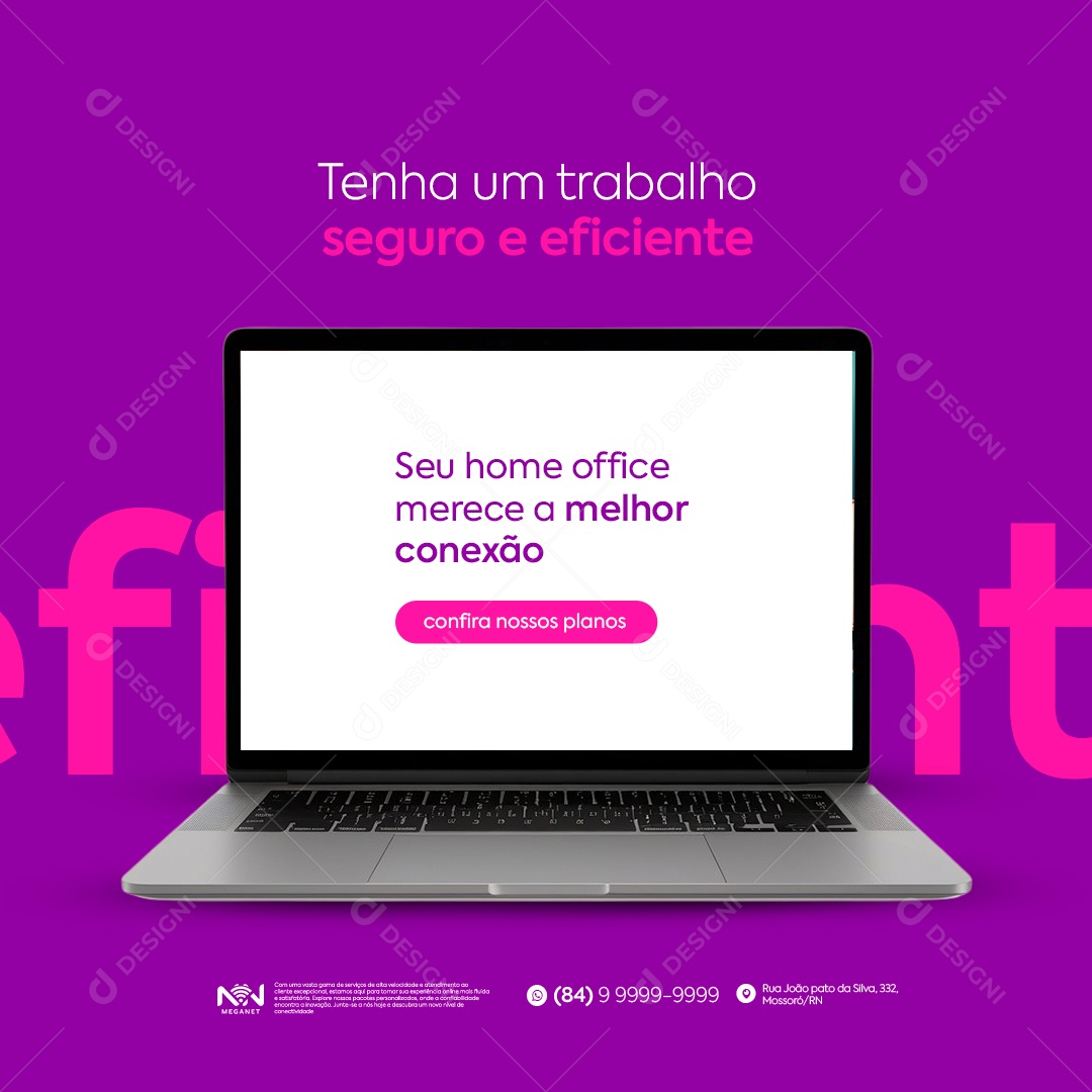 Provedor de Internet Tenha um Trabalho Seguro e Eficiente Social Media PSD Editável