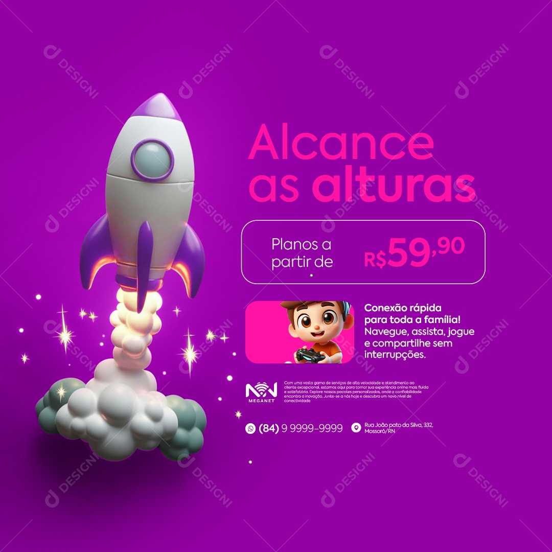 Provedor de Internet Alcance as Alturas Planos Social Media PSD Editável