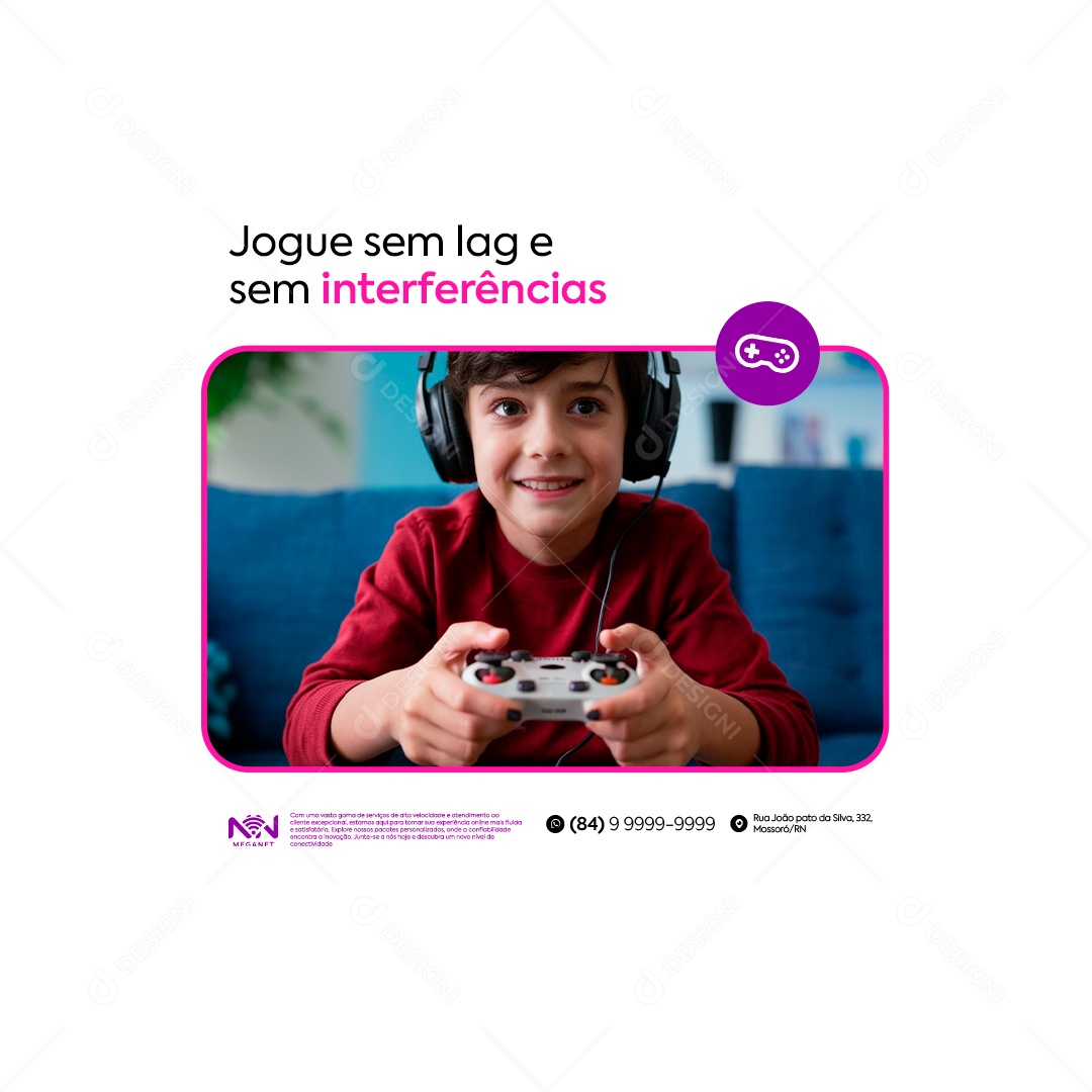 Provedor de Internet Jogue Sem Log e Sem Interferências Social Media PSD Editável