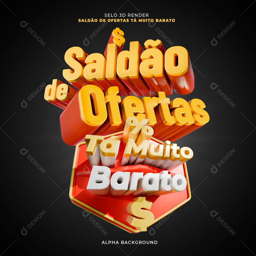 Saldão de Ofertas tá Muito Barato Selo 3D para Composição PSD