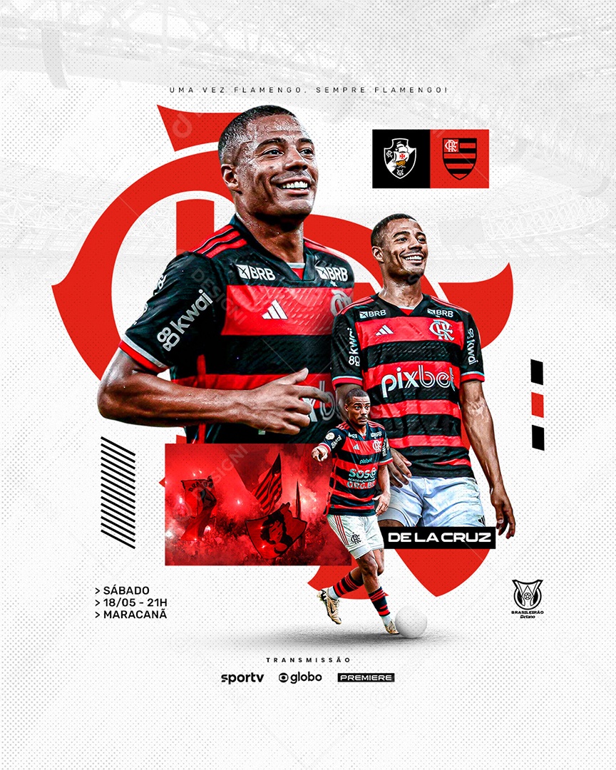 Futebol Brasileirão Vasco X Flamengo Social Media PSD Editável