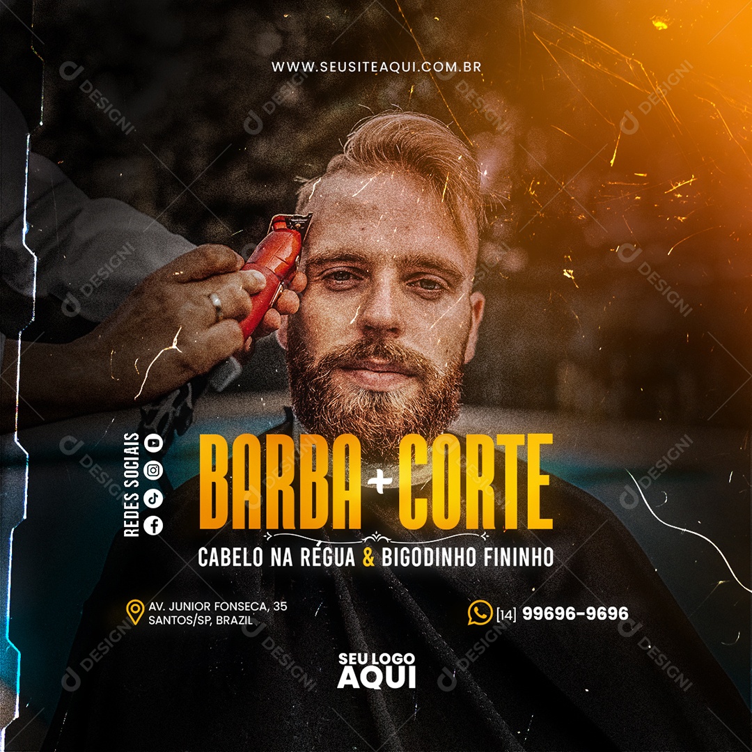 Barbeiro Barbearia Cabelereiro Social Media PSD Editável