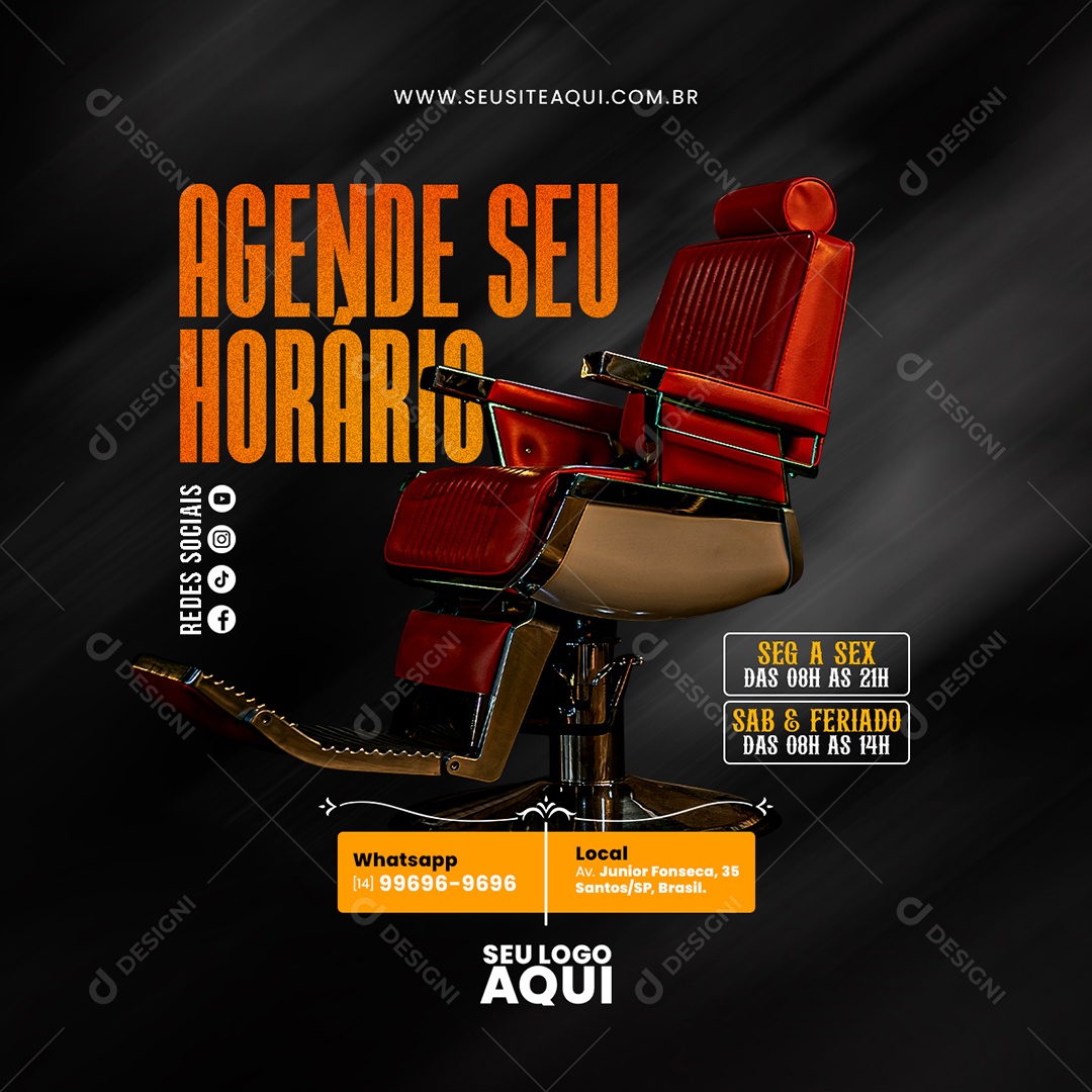 Barbeiro Barbearia Cabelereiro Social Media PSD Editável