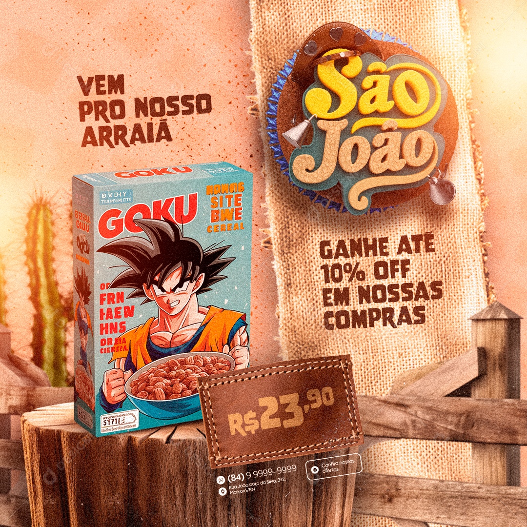 São João Vem Pro Arraiá Cereal Social Media PSD Editável