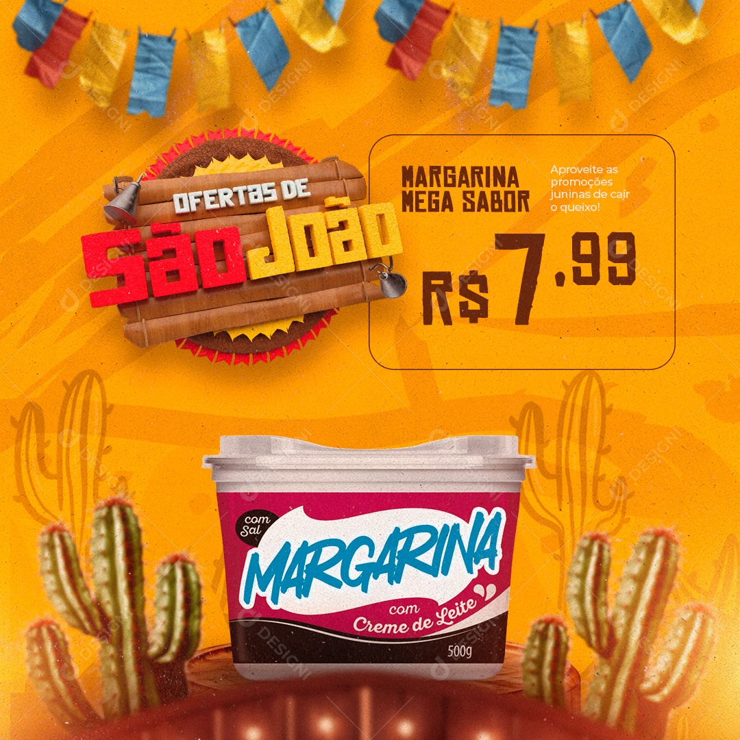 Ofertas de São João Margarina Social Media PSD Editável