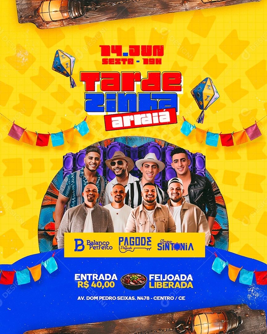 Flyer Tardezinha Arraiá Balanço Perfeito Pagode do Pagode Grupo Sintonia Social Media PSD Editável