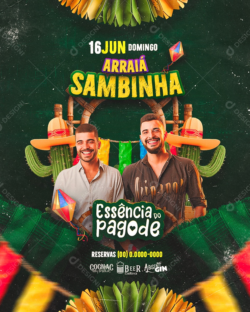Flyer Arraiá Sambinha Essência Do Pagode Social Media PSD Editável