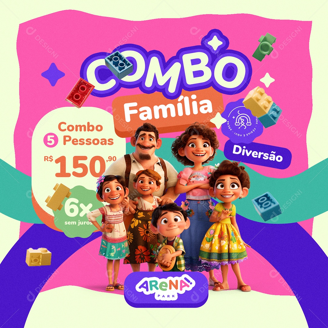 Férias Escolar Combo Família Combo 5 Pessoas Diversão Social Media PSD Editável