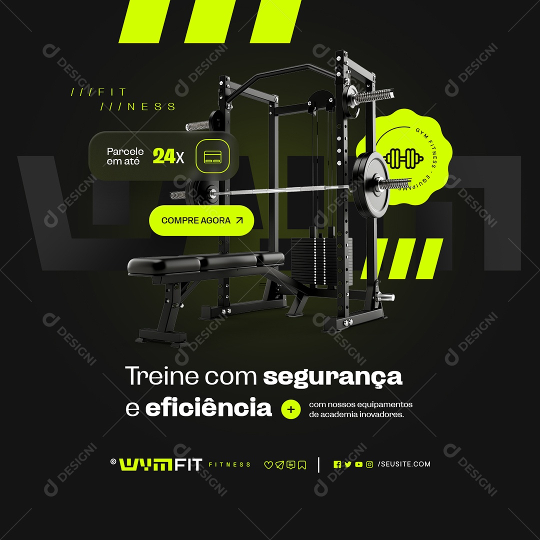 Loja de Equipamentos de Academia Treine com Segurança e Eficiência Social Media PSD Editável