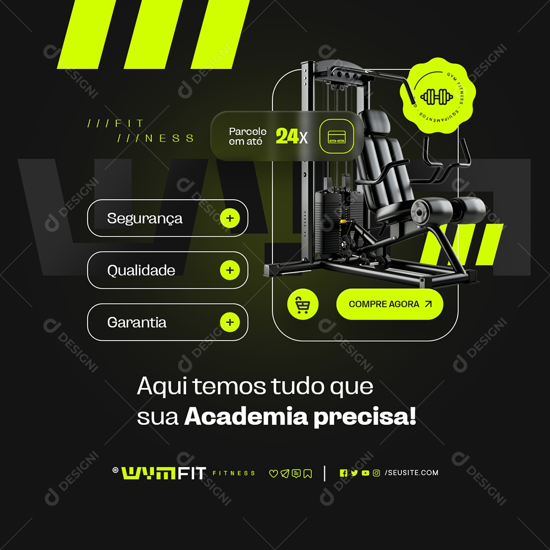 Loja de Equipamentos de Academia Segurança Qualidade Garantia Social Media PSD Editável