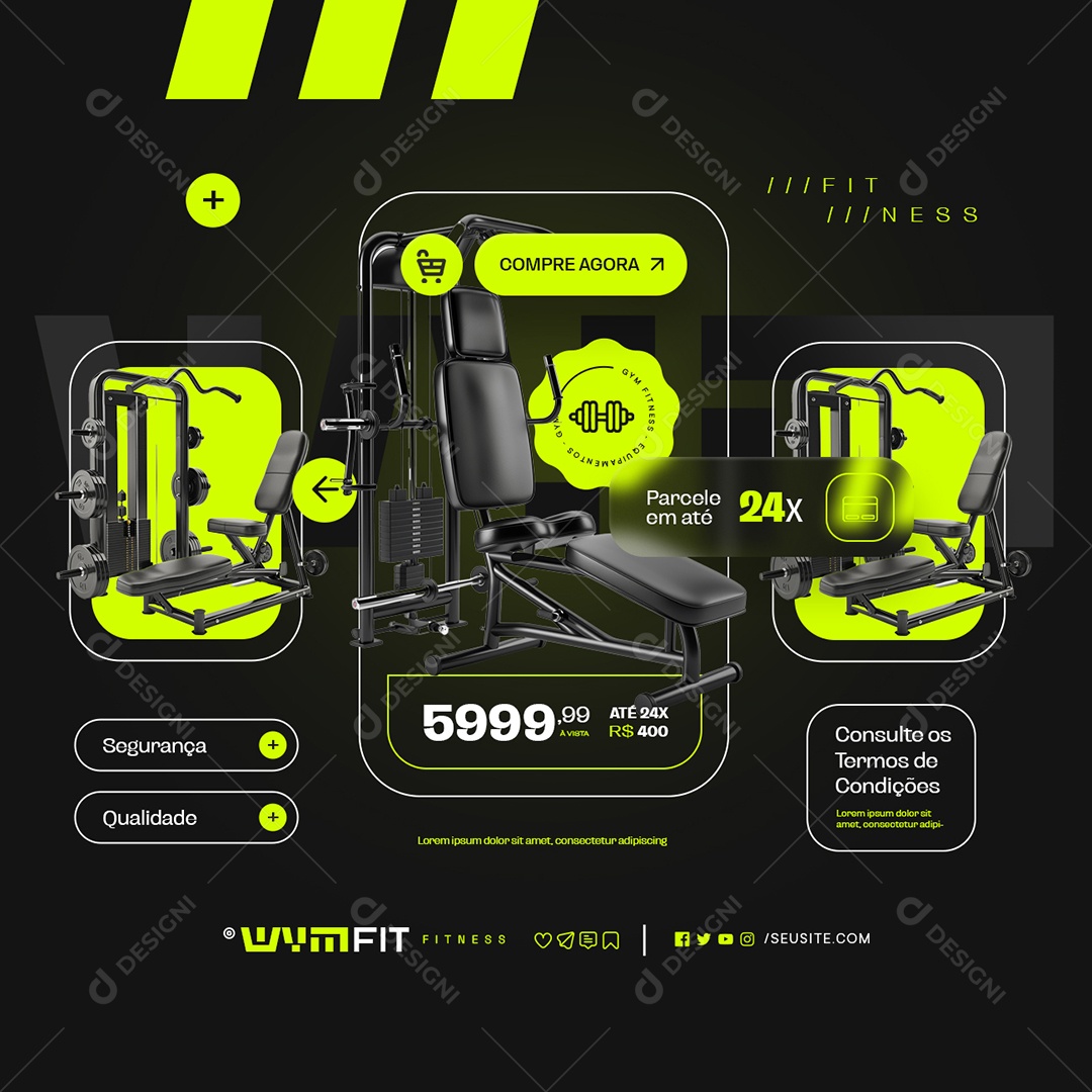 Loja de Equipamentos de Academia Segurança Qualidade Social Media PSD Editável