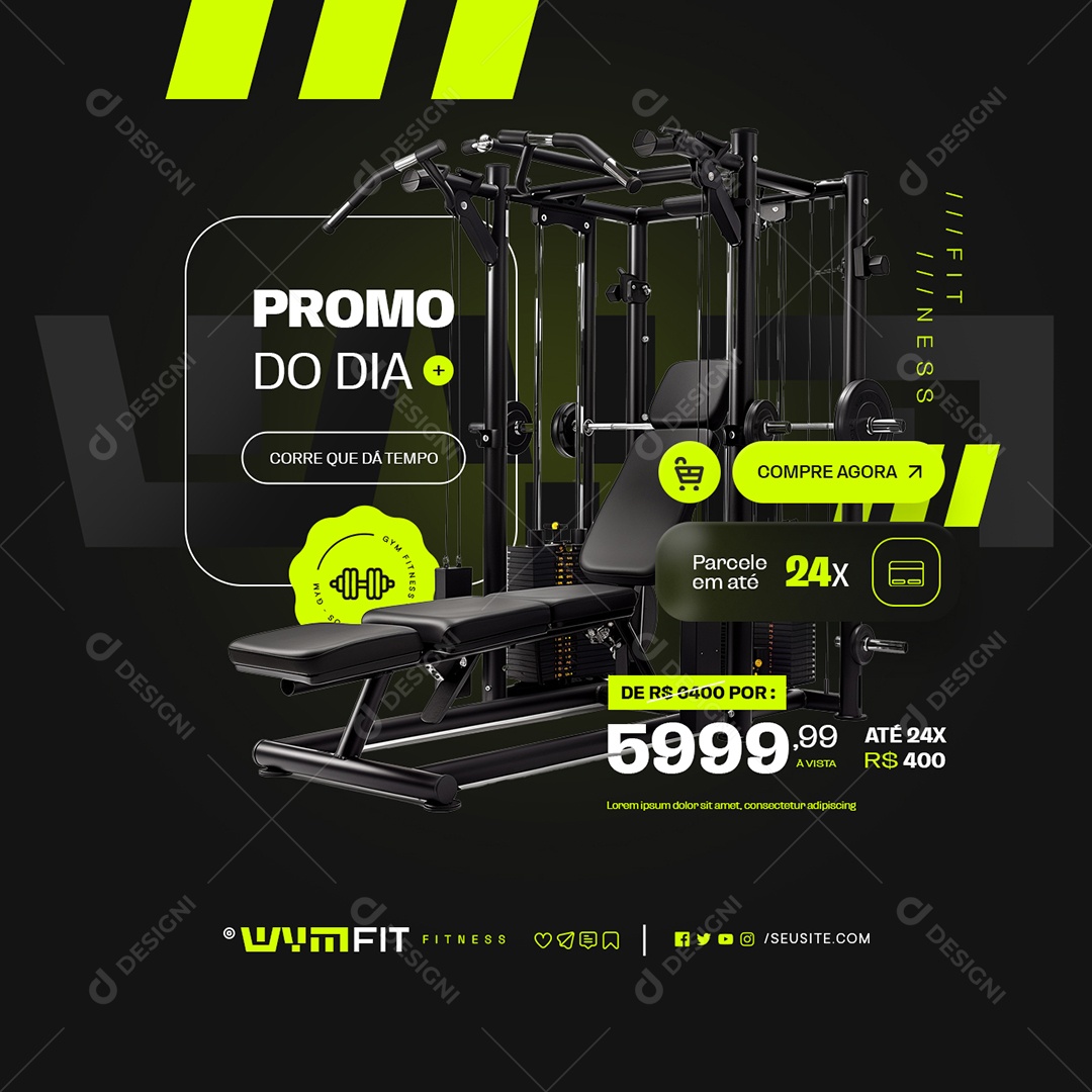 Loja de Equipamentos de Academia Promo Gym Fit Compre Agora Social Media PSD Editável