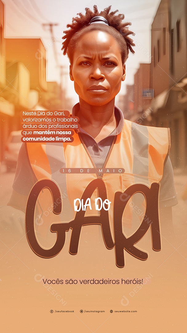 Story Dia do Gari 16 de Maio Valorizamos o Trabalho Árdua dos Profissionais Social Media PSD Editável