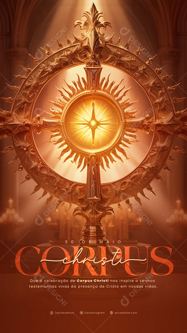 Story Corpus Christi 30 de Maio nos Inspire a Sermos Testemunhos Vivos Social Media PSD Editável