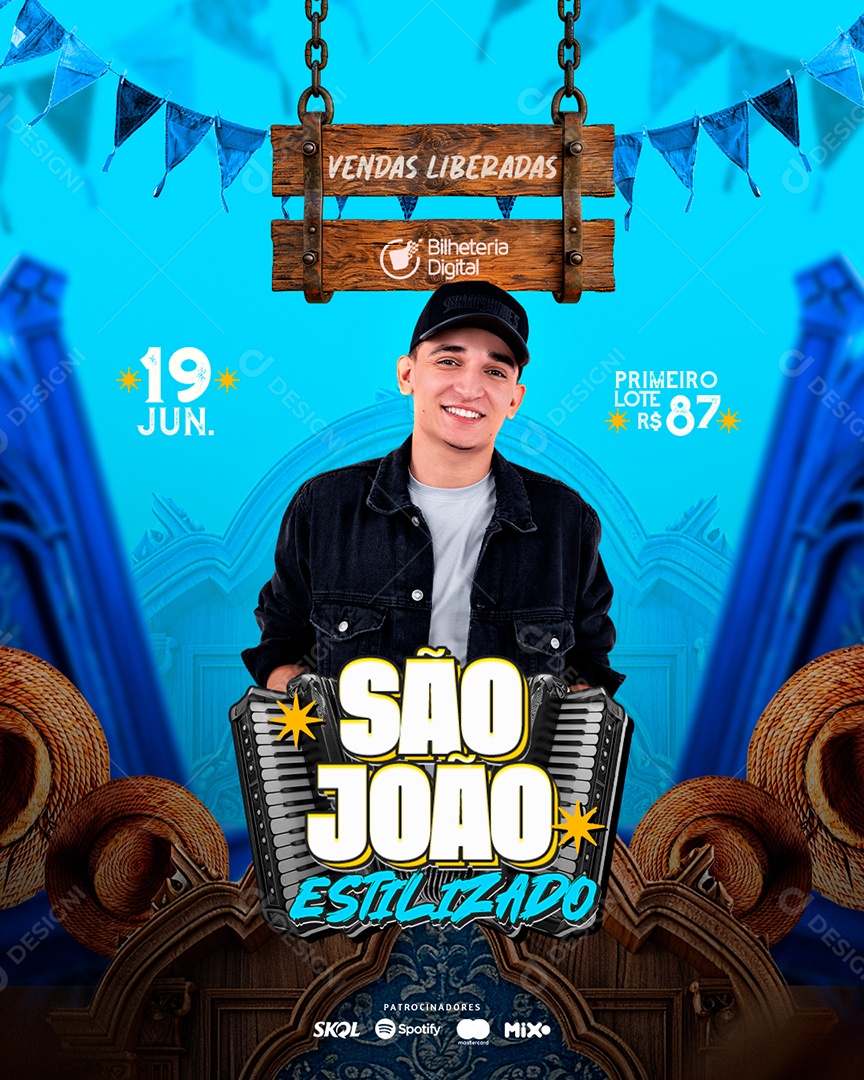 Flyer São João Vendas Liberadas Artista Social Media PSD Editável