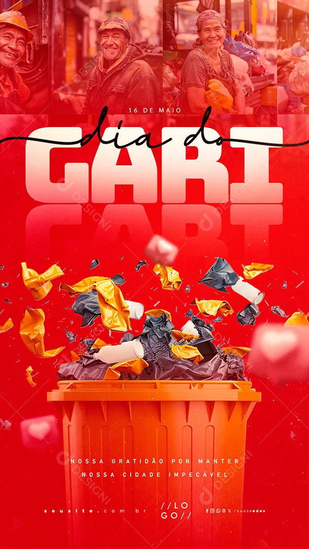 Story Dia Do Gari 16 de Maio Nossa Gratidão Social Media PSD Editável