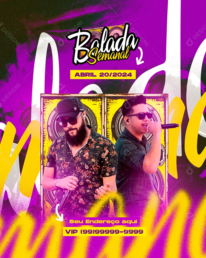 Flyer Balada Semanal Feed Social Media PSD Editável