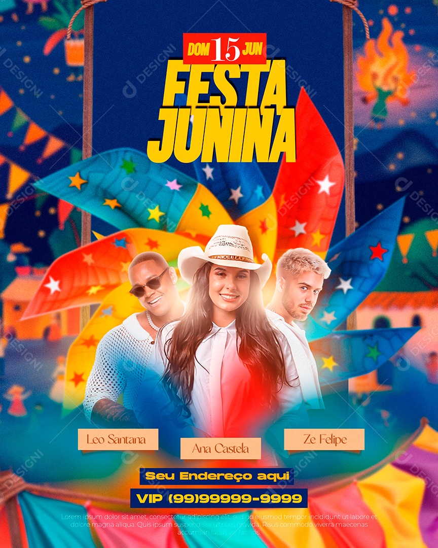 Flyer Festa Junina com Eles Feed Social Media PSD Editável