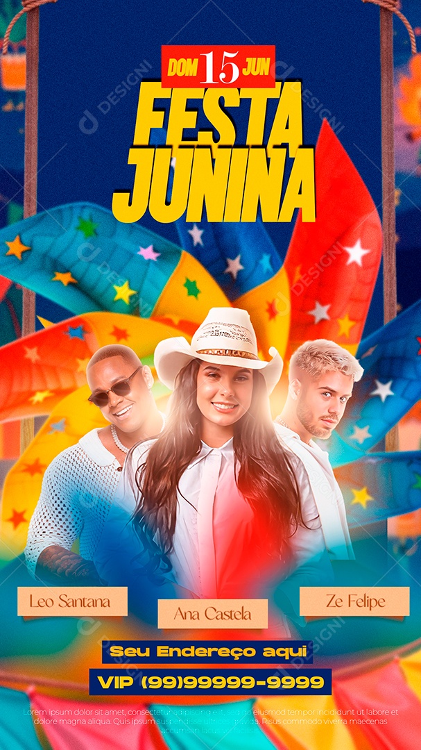 Flyer Festa Junina com Eles Story Social Media PSD Editável