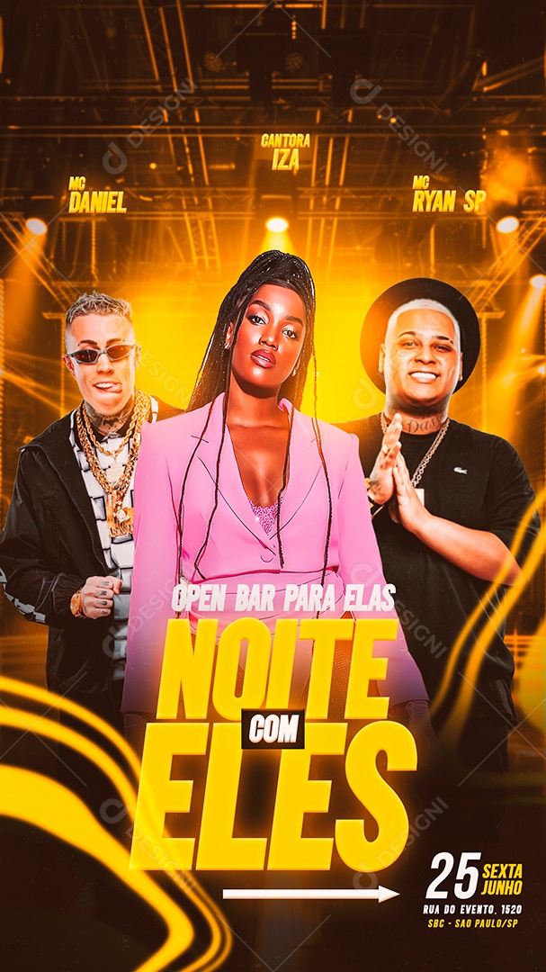 Flyer Noite com Eles Story Social Media PSD Editável