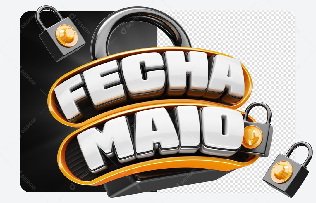 Closes May 3D Black and White Seal for PSD Composition