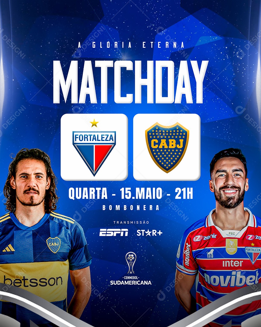 Futebol Fortaleza X Boca Juniors Social Media PSD Editável