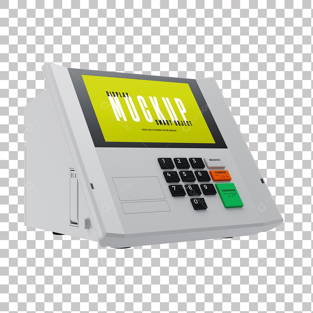 Mockup Novo Modelo de Urna Eletrônica do Brasil Em 3D PSD Editável