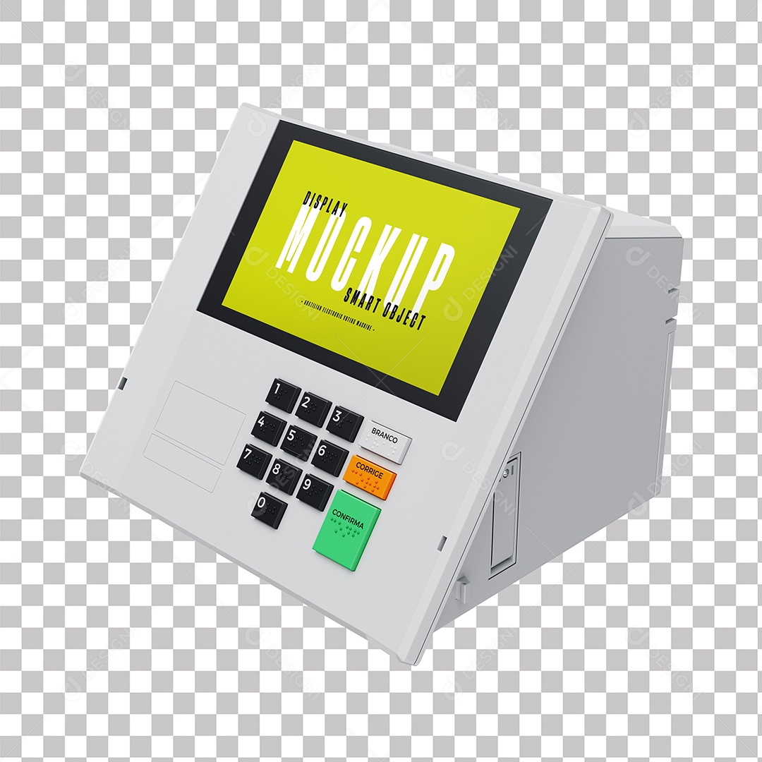 Mockup Novo Modelo de Urna Eletrônica do Brasil Em 3D PSD Editável
