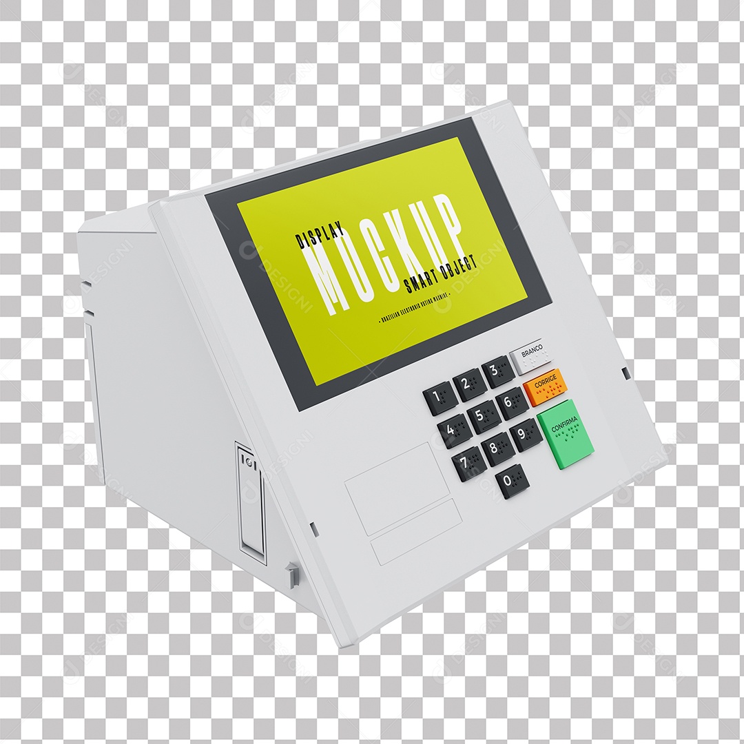 Mockup Novo Modelo de Urna Eletrônica do Brasil Em 3D PSD Editável