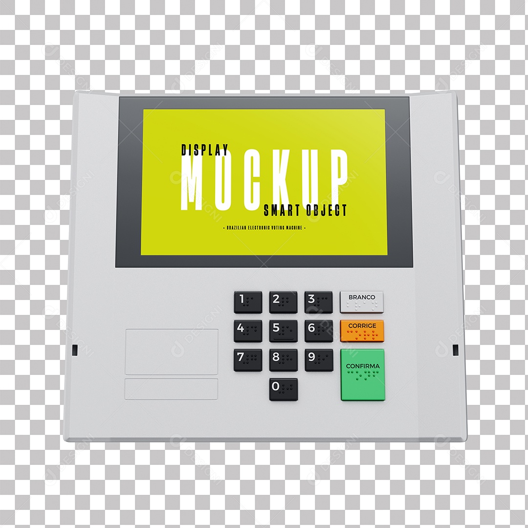 Mockup Novo Modelo de Urna Eletrônica do Brasil Em 3D PSD Editável