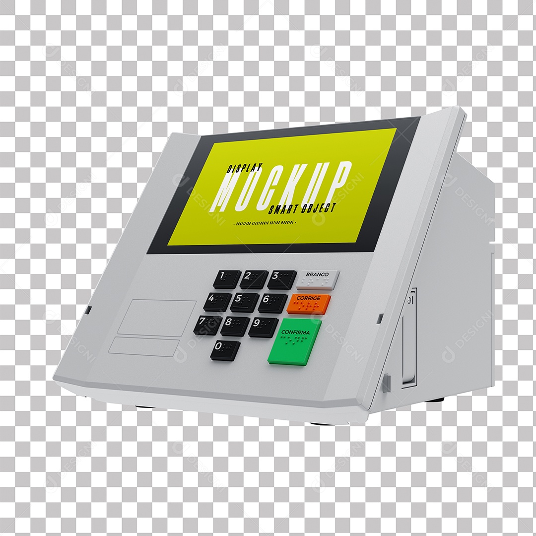 Mockup Novo Modelo de Urna Eletrônica do Brasil Em 3D PSD Editável