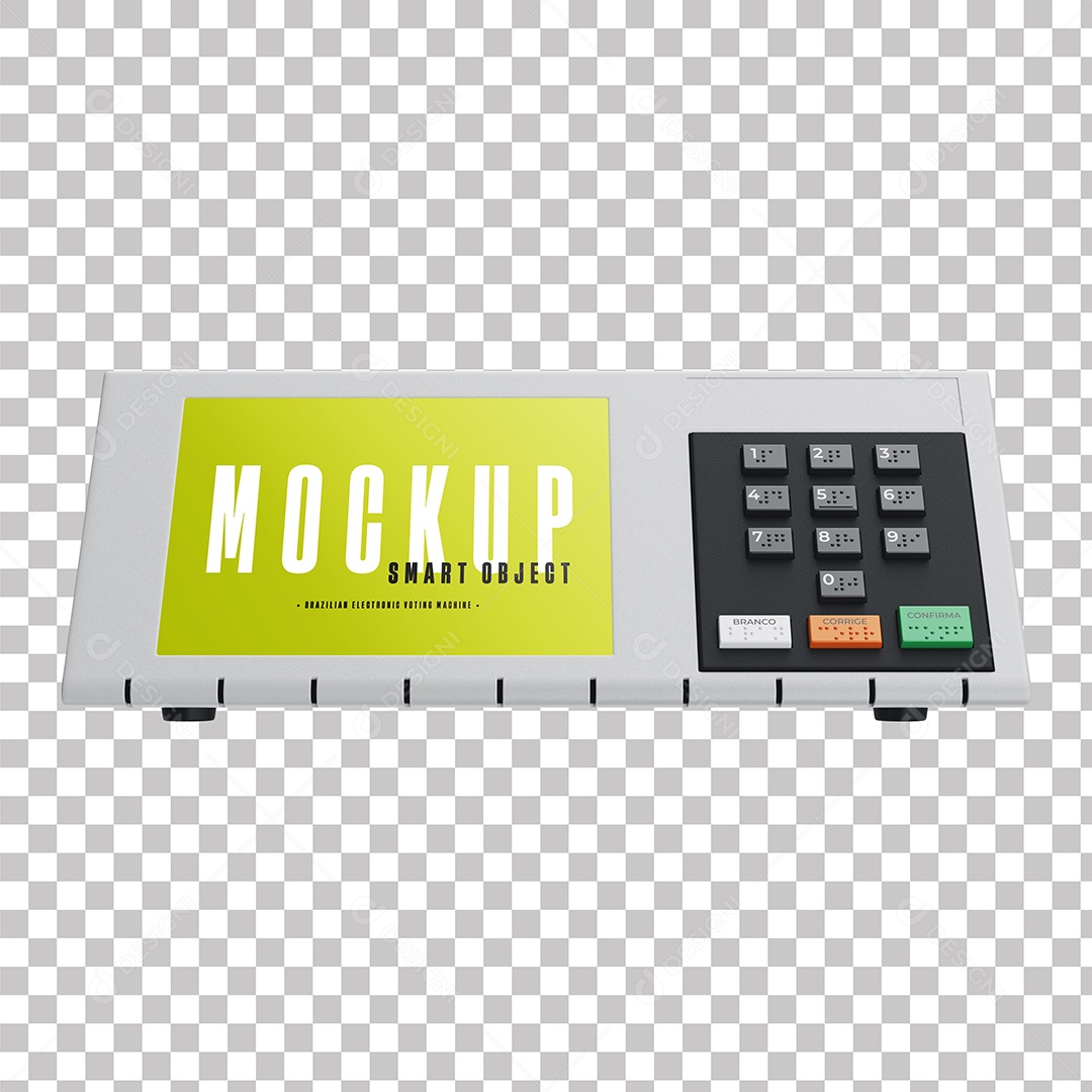 Mockup Urna Eletrônica Brasileira Elemento 3D PSD Editável