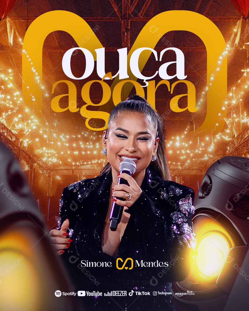 Flyer Ouça Agora Simone Mendes Social Media PSD Editável