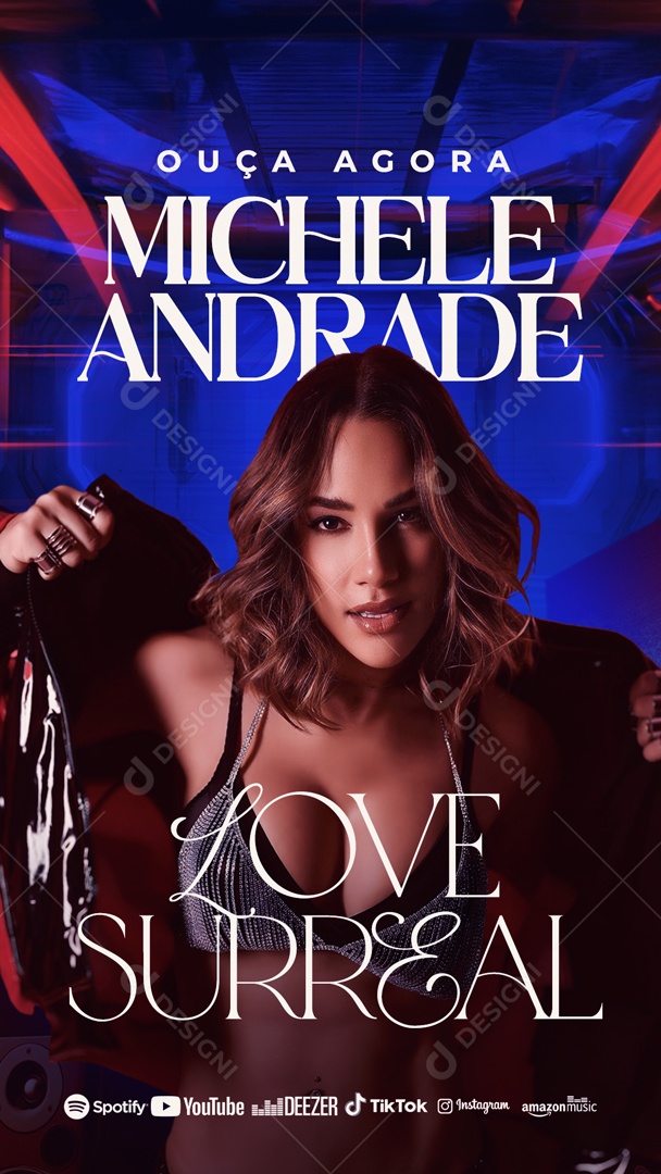Flyer Story Ouça Agora Michele Andrade Social Media PSD Editável