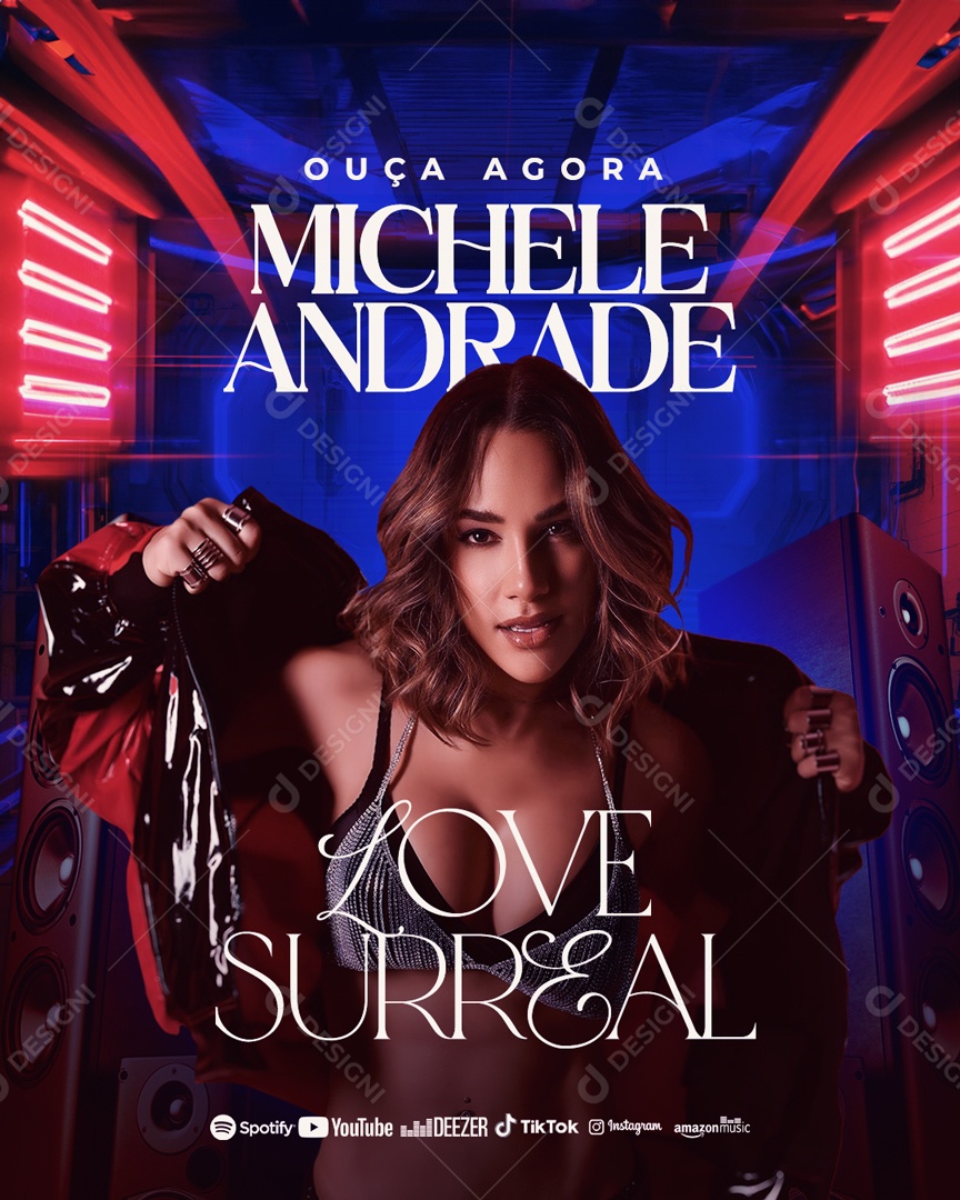 Flyer Ouça Agora Michele Andrade Social Media PSD Editável